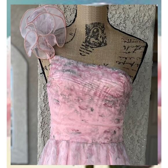 Lulus Decadent Dreamer Pink Floral Backless One-Shoulder Maxi Dress Size L - Picture 3 of 10